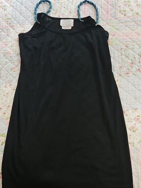 Black Swim Coverup with Braided Turquoise-Strap Detail